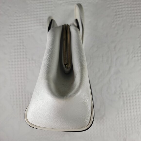 Vintage purse frame bag MCM classic white blue black cream red wide retro stripe - Picture 8 of 12